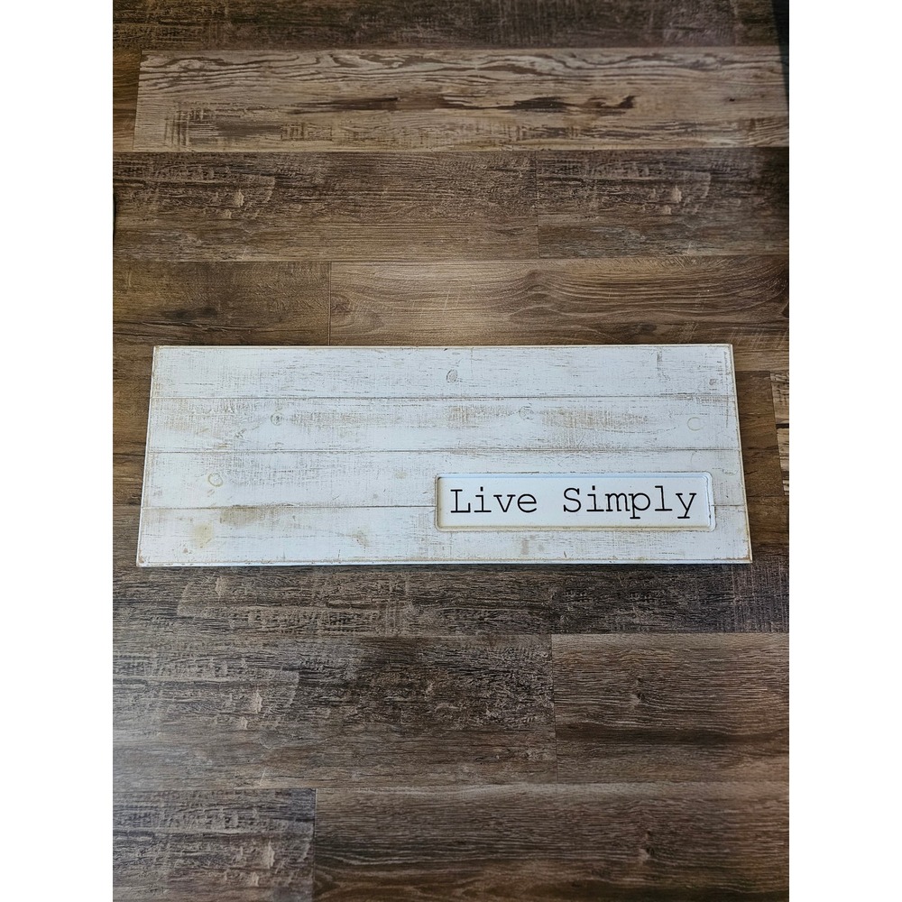 Rustic Live Simply Wooden Wall Sign Distressed White Farmhouse Decor 32.5x12